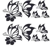 GORGECRAFT 4 Foglio Farfalla Set di Decalcomanie per Auto Grandi Decalcomanie per Auto Farfalle Baciare Ibisco Riflettenti Vinile Adesivo Impermeabile Adesivi per Donna, Bianco