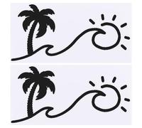 GORGECRAFT 4 foglio Grafica e Decalcomanie Del Tramonto Decalcomanie per Sole e Onde Vita Da Spiaggia Adesivo per Auto Impermeabile Albero di Cocco Palme con Sole Decalcomanie per Camion Nero