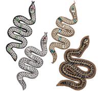 GORGECRAFT 4 Pezzi 4 Stili Serpente Applique Strass Bling Cristallo Serpente A Forma di Strass Nastro Decorativo Riparazione Ricamato Cucito su Toppe per Borse Indumenti Vestito Artigianato