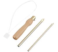 GORGECRAFT 4 Pezzi Kit Aghi da Punch 5 e 3.5mm Manico in Legno Penne da Ricamo Kit da Ricamo con Aghi da Punch Regolabili Set Infilatore Automatico Facile per Principianti Cuciture Artigianali