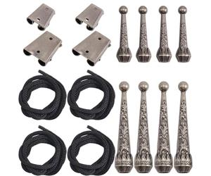 GORGECRAFT 4 set 2 misure Kit per La Realizzazione di Cravatte Bolo In Ferro Punte per Cravatte Bolo Tappi Terminali di Ricambio Kit Fibbie Cravatte con 8 estremità In Lega 4 fermagli Cravatte 4 punte