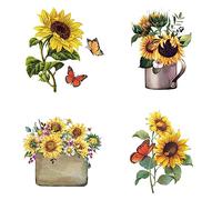 GORGECRAFT 4 Stili Adesivi per Finestra Girasole Adesivi per Finestra Farfalla Decalcomanie per Finestra Margherita Pellicola in Vinile Non Adesivo per Porta Scorrevole in Vetro Camera da Letto