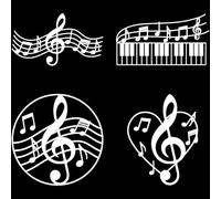 GORGECRAFT 4 Stili Nota Musicale Auto Emblema Decalcomanie Adesivi 20 x 20cm Bianco Impermeabile Autoadesivo Pianoforte Musicale Riflettente Auto Decalcomanie per Paraurti Veicolo Moto Carrozzeria