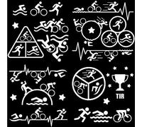GORGECRAFT 4 Stili Triathlon Decalcomanie Nuoto Ciclo Corsa Tri Triathlon Battito Cardiaco Trofei Sport Auto Adesivo Autoadesivo Riflettente Decalcomania per Auto Tronco Logo Decalcomania