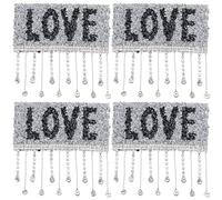 GORGECRAFT 4 Toppa Termoadesiva con Paillettes Lettera d'Amore Applique con Frange di Cristalli Glitter Strass Toppe da Cucire Accessori Fai da Te per Vestiti Giacche Magliette Cappelli Jeans Zaini
