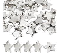 GORGECRAFT 40 Bottoni In Plastica con Pentagramma Stella Decorativi Piccoli Mini Argento Bottoni Cappotto A 1 Fori per Fai Da Te Artigianato Cucito Abbellimenti Creazione di Biglietti 18mm