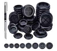 GORGECRAFT 40Pcs 8 Dimensioni Kit Passacavo Foro Chiuso Passacavi In Plastica Spina Foro Filo Parete Nero Rotondo Firewall Protezione Solido Guarnizione per Cavo Elettrodomestico Accessorio Automotive