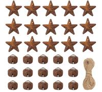 GORGECRAFT 40pz in Metallo Stelle Primitive Arrugginite Pendenti Tridimensionali in Latta Accenti di Stelle A Cinque Punte in Stile Country con 40 campanelli per Lavori Artistici Halloween Natale
