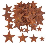 GORGECRAFT 48 pz 4 misure 2.5-6.2 cm Stella di Fienile In Metallo Rustico di Natale Stelle Vintage Primitive Arrugginite con Fori Ornamenti A Stella In Ferro Retrò Country Antico per Decorazioni per L