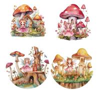 GORGECRAFT 4pz 16cm Adesivi per Finestre A Forma di Fungo Riutilizzabili Fata Genio Foglie di Piante Adesivo Statico per Porte Scorrevoli In Vetro Adesivo In Vinile Pellicola di Avviso Anti-Collisione