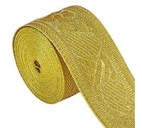 GORGECRAFT 5 iarda 42mm Oro Metallizzato Finiture Jacquard Vintage Floreali Emobridered Doppio Lato Nastro In Tessuto Glitter Abbellimento Artigianale Fai Da Te per Confezioni Regalo Bouquet Cucito