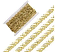 GORGECRAFT 5 iarda Oro Metallizzato Bordo in Pizzo 22mm di Larghezza Treccia Ondulata Nastro Gimp Bordo Decorato Curvo Veneziano Cucito Artigianale Pizzo Accessorio per Indumenti per Matrimonio