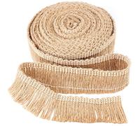 GORGECRAFT 5 Metri di Tela Frangia Trim Nappa Iuta Pizzo Cucito Frangia Passamaneria Piatto Corda di Iuta Fatta A Mano Corda di Canapa Artigianale per Abito Da Sposa Latino Decorazione Paralume
