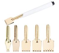 GORGECRAFT 5 Pz Pennini in Ottone Set Punta Parallela Penna 9/10/11/13/16mm Largo Kit Pennini Comic Dip Pennino Artistico Font Scrittura Scuola Forniture Artistiche per Manga Calligrafia Penna