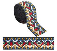 GORGECRAFT 5 Yard Nastro Jacquard Nastri Ricamati Stile Etnico 2 Pollici Single Face Emobridered Tessuto Motivo Rombo Nastro Trim Tessuto per Cucito Fai Da Te Crafting Home Tovaglia Decor Accessori