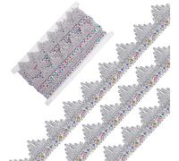 GORGECRAFT 5 Yard Pizzo Metallico 3.8cm Larghezza Gimp Treccia Frange Ricamo Argento Venezia Bordo Del Nastro con Paillettes Triangolo Artigianato Cucito Accessorio per Abbigliamento per Costume