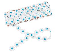 GORGECRAFT 5 Yards Margherita Nastro Trim 25mm Largo Margherita Fiore Del Sole Decorare Pizzo Trim Ricamato Cucito Nastro per Abiti Abbellimento FAI DA TE Partito Decor Vestiti, Cielo Blu