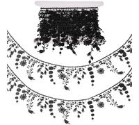 GORGECRAFT 5 Yards Ricamato Nappa Pizzo Trim Nero Fiore Venezia Nastro Floreale Cucito 85mm Tessuto all'Uncinetto Ricamo Matrimonio Applique Toppa Adesivo per Artigianato Cucito Confezione Regalo