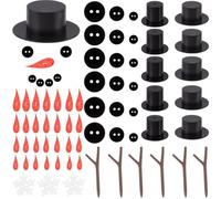 GORGECRAFT 510PZ Kit Fai da Te per Pupazzo di Neve di Natale Mini Nasi di Carota in Legno Cappelli A Cilindro Neri in Plastica Piccoli Bottoni A Forma di Fiocco di Neve Mani di Corna Costruisci