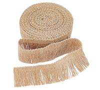 GORGECRAFT 5m*37mm Frangia di Tela Nappa Trim Pizzo di Iuta Cucito Catenella Frangia Fibra Passamanerie Cavo di Iuta Piatto Corda di Canapa Pennello Bordo di Base per Decorazioni Natalizie Ballo Latin