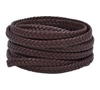 GORGECRAFT 5m X 10mm PU Intrecciato in Pelle Corda Bolo Tie Stringa 3mm di Spessore Strisce di Similpelle Marrone Cocco Piatto Similpelle Intrecciata Fili Corda per Bracciale Collana Creazione