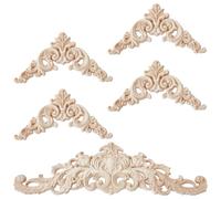 GORGECRAFT 5pz 2 stili In Legno Intagliato Applique Mobili In Legno Non Verniciato Intarsi Decorativi Angoli Intagliati Decalcomanie Applique per Casa Parete Letto Porta Armadio Guardaroba Cassettiera