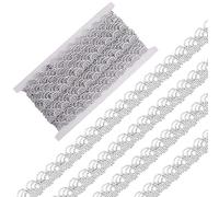 GORGECRAFT 5Yard Argento Metallico Pizzo Trim 22mm Larghezza Treccia Ondulata Gimp Nastro Decorato Curva Venezia Bordo Cucito Artigianato Pizzo Accessorio per Indumenti per Matrimonio Costume Da Sposa