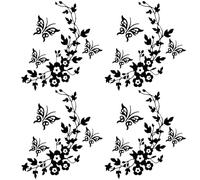 GORGECRAFT 6 foglio Set di Decalcomanie per Auto Farfalla Decalcomanie per Auto Fiore Nero Adesivi per Specchietto Retrovisore Auto Decalcomanie Vinile Adesivo Impermeabile Adesivi per Wall Art Laptop