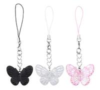 GORGECRAFT 6 pz 3 stili Farfalla Cinturino con Ciondolo per Telefono Acrilico Estetico Decorativo Y2K Catena per Cellulare Cordino Accessori per Borsa Borsa Zaino Airpods Fotocamera Pendenti Decor
