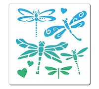 GORGECRAFT 7.1"X7.1"Dragonfly Stencil Insect Bugs Libellule Modelli Cuore Plastica Disegno Pittura Stencil Modelli per Pittura su Carta Muro Tessuto Piastrelle Tela Artigianato Fai Da Te Home Decor
