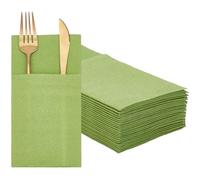 GORGECRAFT 75pz 40x40cm Tovaglioli di Carta in Lino Verde Morbido in Polpa di Legno Nativa Rettangolo Asciugamani in Tessuto Prepiegati Airlaid Tovagliolo da Cena per Posate San Valentino Matrimonio