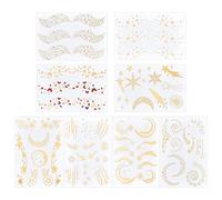 GORGECRAFT 8 Foglio Tatuaggio Temporaneo 8 Stili Glitter Oro Lentiggine Tatuaggi Adesivi 3D Body Art Tatuaggio Farfalle Ali Lune Meteore Tatuaggi Temporanei Adesivi per Feste Festival Accessori Trucco