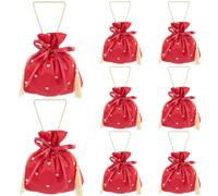 GORGECRAFT 8 pz. Sacchetto Regalo Rosso A Forma di Cuore per Donne per Compleanno Natale Bomboniere con Manici Coulisse da 14.4x16cm per Matrimoni Addio al Nubilato Feste di Fidanzamento.