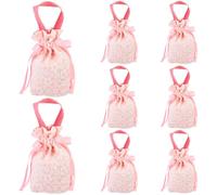 GORGECRAFT 8pz Sacchetto per Caramelle con Coulisse Floreale Rosa per Bomboniere Sacchetti di Ringraziamento Piccolo Sacchetto Regalo con Fiori con Manici per Matrimoni Compleanni Addio al Nubilato