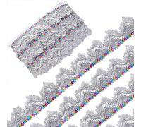 GORGECRAFT 9.3 Yard 3.5cm Argento Perline Bordature In Pizzo Frangia Nappa Paillettes Tessuto Metallico Nastro Ondulato Glitter Mesh Ricamo Gimp Trim Intrecciato Paillettes Paillettes Cucito Bordatura