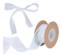 GORGECRAFT 9 metro di Nastro di Organza Largo 4cm Velato con Bordi In Tulle Scintillante Nastro Decorativo In Tessuto Bianco per Confezioni Regalo Inviti di Nozze Bouquet Floreale Cesto Regalo Fiocchi