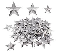 GORGECRAFT 90PCS 3 Dimensioni Metallo Fienile Stella Rustico Tridimensionale Bulk Incompiuto Magico Texas Sliver Stars 1 Pollici 1.5 Pollici 2 Pollici per Patriottico 4 Luglio Ghirlanda