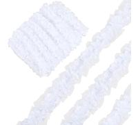 GORGECRAFT 9M Chiffon Pizzo Bordo Trim 3.8cm Bianco 2 Strati Ruffle Pizzo Trim Nastro Plissettato Arricciato Maglia Tulle Tessuto Applique Bordatura Passamanerie per Cucire Abito da Sposa Artigianato