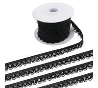 GORGECRAFT 9m Rotolo di Pizzo Elastico Nero 13mm di Larghezza Motivo Floreale Nastro di Pizzo Elastico Rifinitura Bordi Pizzo All'Uncinetto Cucito per Artigianato Fai-Da-Te Indumenti Confezioni Regalo