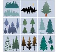 GORGECRAFT 9pz Albero di Natale Stencil In Plastica Modello di Disegno di Pino Vacanze Invernali Abeti Alberi Modelli di Pittura per Boschi per Fai Da Te Arte Artigianato Mobili Tela Legno 19.8x19.9cm