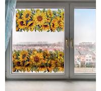 GORGECRAFT Adesivo per Finestra A Forma di Girasole Grande Fiore Giallo in PVC Statico Pellicola per Finestre in Vetro Riutilizzabile Bifacciale Non Adesiva per Prevenire Gli Attacchi degli Uccelli