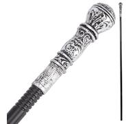 GORGECRAFT Bastone da passeggio vintage in stile vittoriano, 145 cm, lungo 145 cm, per travestimento da scettro, in plastica, punk, con pomello in argento anticato, accessorio per cosplay, eventi a