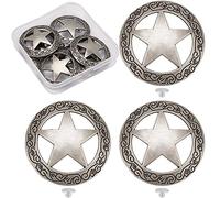 GORGECRAFT Bottoni Metallo 6 Set Bottoni Vintage Bottone da Cucito Vite Indietro Pulsante Inciso Stella Concho Scava Fuori I Pulsanti con Motivo Distintivo Decorativo Bottoni Metallo Tack, Argento
