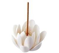 GORGECRAFT Bruciatore di Incenso In Ceramica di Loto Bianco Cono di Fiori Supporto per Bastoncini di Incenso Porta Incenso Fatto A Mano In Porcellana Petali Stile Base di Supporto Supporto per Studio