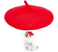GORGECRAFT Cappello Basco per Cani Cappelli Rossi per Gatti Fascia per Capelli in Lana per Animali Domestici Copricapo per Cuccioli Artista Francese Berretto Mini Cappellini Costume Natalizio Cani