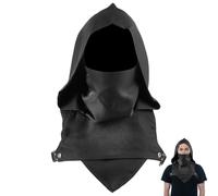 GORGECRAFT Cappello con Cappuccio da Ninja Cappuccio Nero da Ladro Sciarpa Scaldacollo Unisex in Stile Steampunk con Fibbia Regolabile sulle Braccia per Travestimento da Assassino per Halloween
