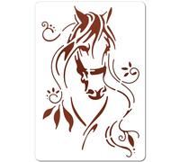 GORGECRAFT Cavallo Disegno Pittura Stencil Rettangolo di Plastica Riutilizzabile Disegno Modelli di Animali per Dipingere su Legno Pavimento Parete Tessuto Scrapbooking Arte Fai Da Te 29.7x21cm