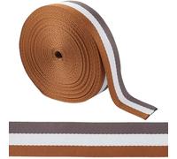 GORGECRAFT Cinghia in Nylon A Righe Larghe 38mm 10 Iarde Robusta con Strisce Color Cammello Grigio Scuro per Zaino Cintura in Nylon per Lavori di Cucito Maniglie per Borse Tracolle Cinture da Cintura