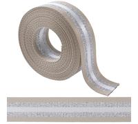 GORGECRAFT Cinghia in Nylon A Righe Larghe 38mm Cinghia in Nylon Resistente 5 Iarde Strisce Bianche e Argento Metallizzato Cinghie per Zaino Cintura in Nylon Marrone Chiaro per Cucito Artigianato