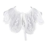 GORGECRAFT Colletto Ricamato Staccabile per Halloween Natale Mini Mantella Dickey Colletti Finti Mantella Bianca con Fiori Scavati Applicazione Decorativa Scollo Camicia Bavero con Corda per Camicetta